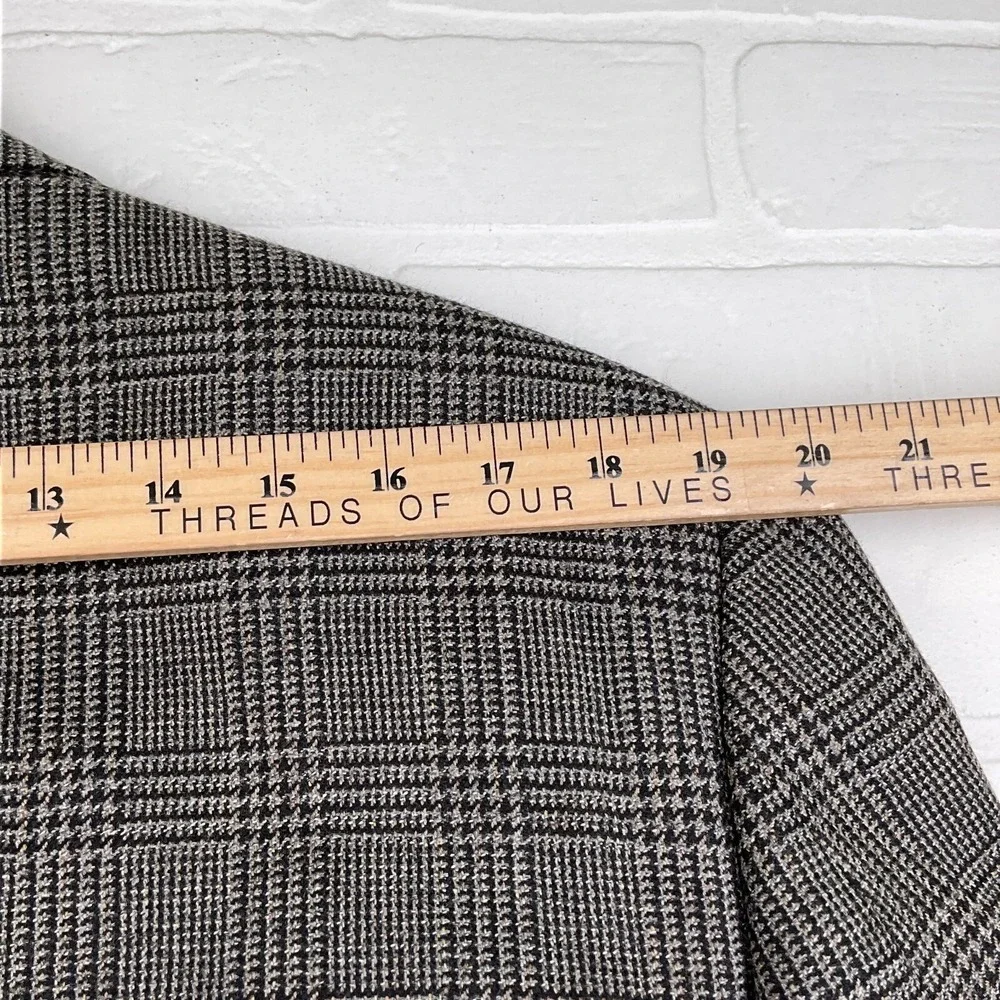 Geoffrey‎ Beene Blazer Mens 42L Gray Prince Edward Plaid Classic Wool Jacket